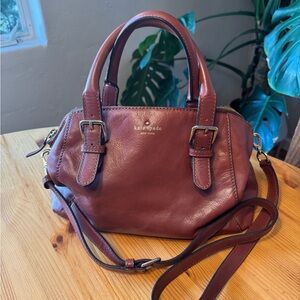 kate spade Brown Leather Satchel Bag with Crossbody Strap